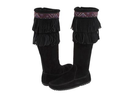 画像1: 【Minnetonka】 Side-Zip Double Fringe Knee Hi Boot